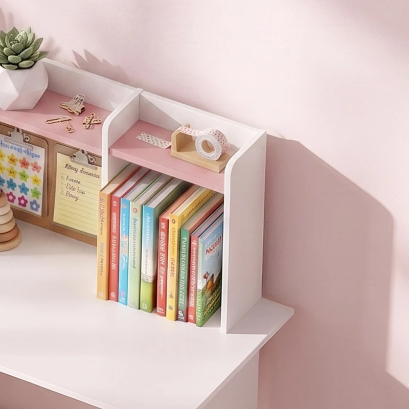 AIYAPLAY Bureau Enfant avec Chaise, Table d'Étude, Support de Tablette Réglable, Porte-Stylos, Panneau en Liège, 5-12 ans, Rose