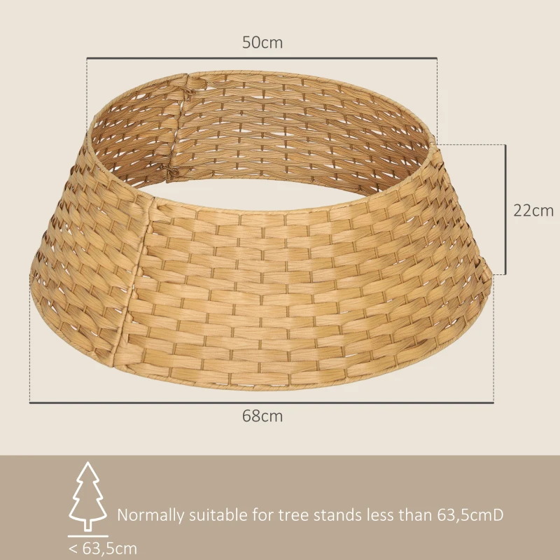 HOMCOM Falda para Árbol de Navidad Rústico Diseño Tejido Cubre Pie para Árbol de Navidad para Fiestas Ø68x22 cm Natural