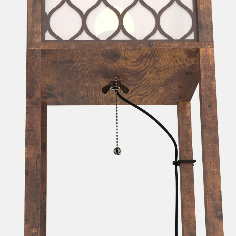 HOMCOM Duo Light Floor Shelves - Rustic Brown