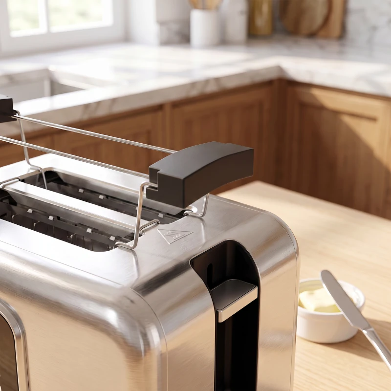 HOMCOM 2 Slice Smart Toaster with Touch Screen & LED Countdown, Toaster with Warming Rack, 6 Browning Levels, Memory Function