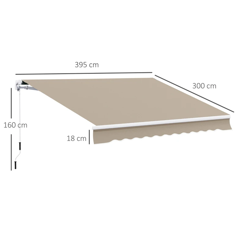Outsunny Luifel aluminium luifel aluminium knikarmluifel 3 x 4 m zonwering balkon beige