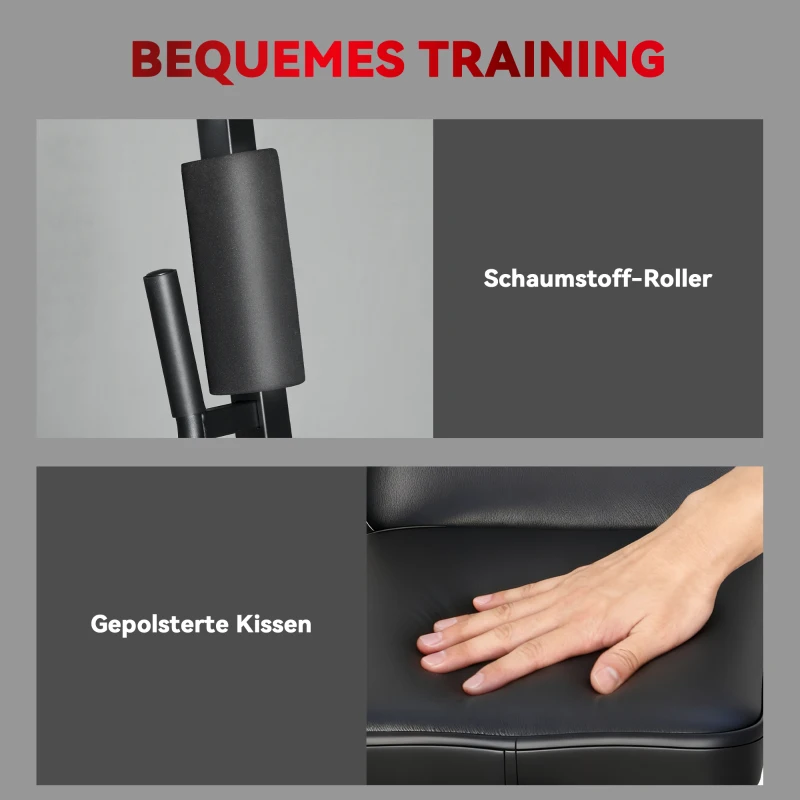 SPORTNOW Multifunctionele trainingsstation, thuissportapparaat voor meer dan 10 oefeningen, gewichten, verstelbare fitnessbank, zwart