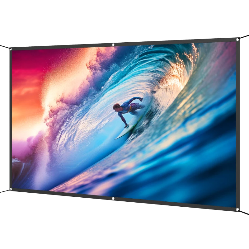 HOMCOM Ecran Proiector 100" 16:9 HD 4K/8K pliabil și portabil, anti-șifonare și lavabil, dublă față, alb