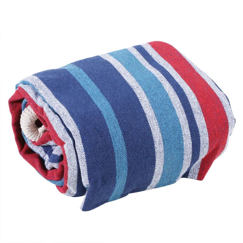 Outsunny Hamaca para Jardín 210x150 cm Hamaca Colgante Portátil Carga Máx. 180 kg para Acampar Piscina Camping Rayas Azul y Rojo