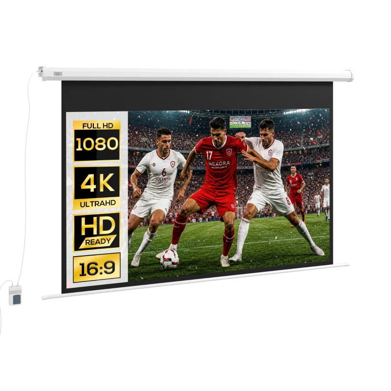 HOMCOM Projector Scherm, 16:9 Formaat, Afstandsbediening, 266 x 149 cm (120 Inch), Wit