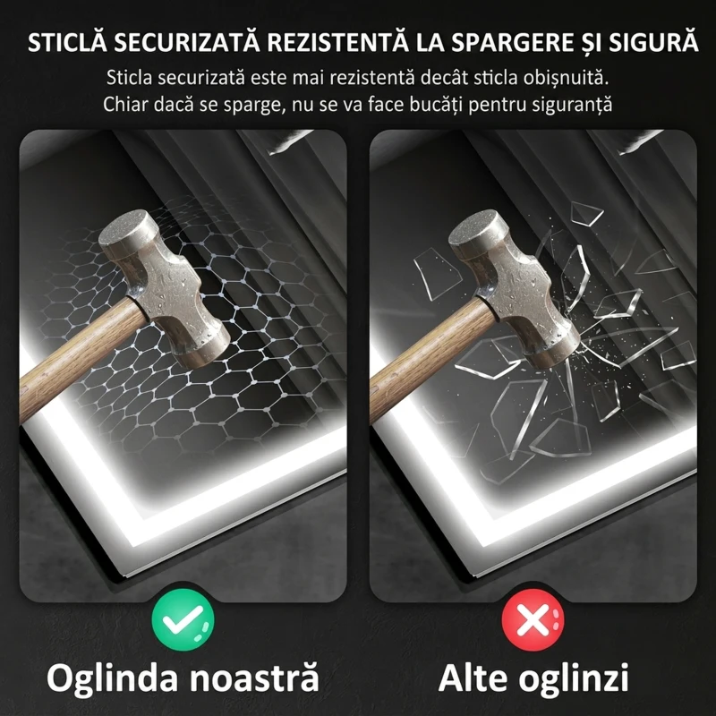 HOMCOM Oglindă Baie Anti-aburire Con Lumină Led E Difuzor Bluetooth 80x60 cm