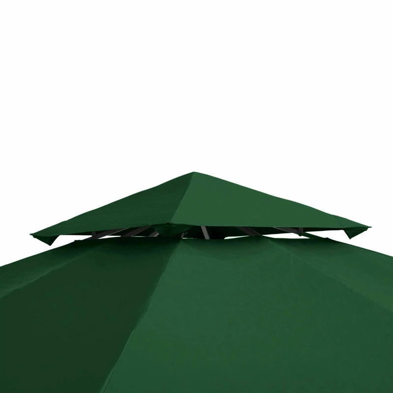 Outsunny Techo de Repuesto para Cenador, 3x3 m, Cubierta de Repuesto con Techo Doble, 8 Orificios de Drenaje y Protección UV, SOLO Toldo de Recambio para Pabellón Gazebo, Verde
