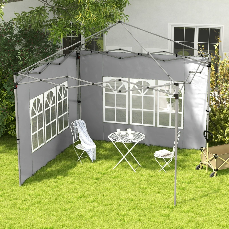 Outsunny Paredes Laterales para Carpa de 3 x 3 / 3 x 4 m 2 Paneles de Tela Oxford de 295x195 cm con Ventana para Fiestas Gris