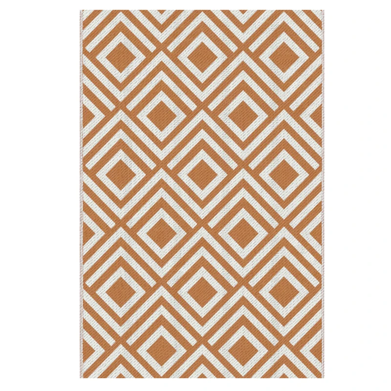 Outsunny Tapete de Exterior Reversível de Plástico Impermeável para para Varanda Pátio Campismo Praia 182x274cm Marrom e Branco