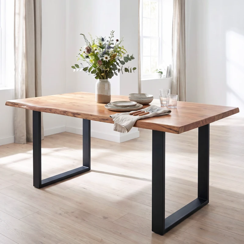 HOMCOM Tafelpootset, 2 stalen poten, 72 x 60 cm, voorgeboorde gaten, industrieel design, staal, zwart(m-2)