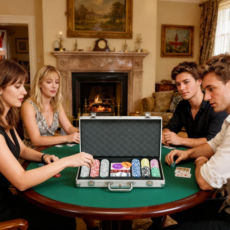 SPORTNOW Set de Póker con 300 Fichas 2 Barajas de Cartas Dados Tapete y Botón de Crupier Set de Casino Texas Hold'em con Maletín