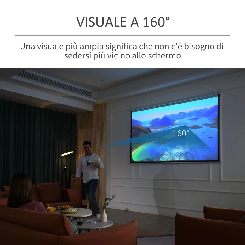 HOMCOM Telo per Proiettore da 120" Formato 16:9/4:3 ad Altezza Regolabile, 251.8x8.6x7 cm, Bianco e Nero