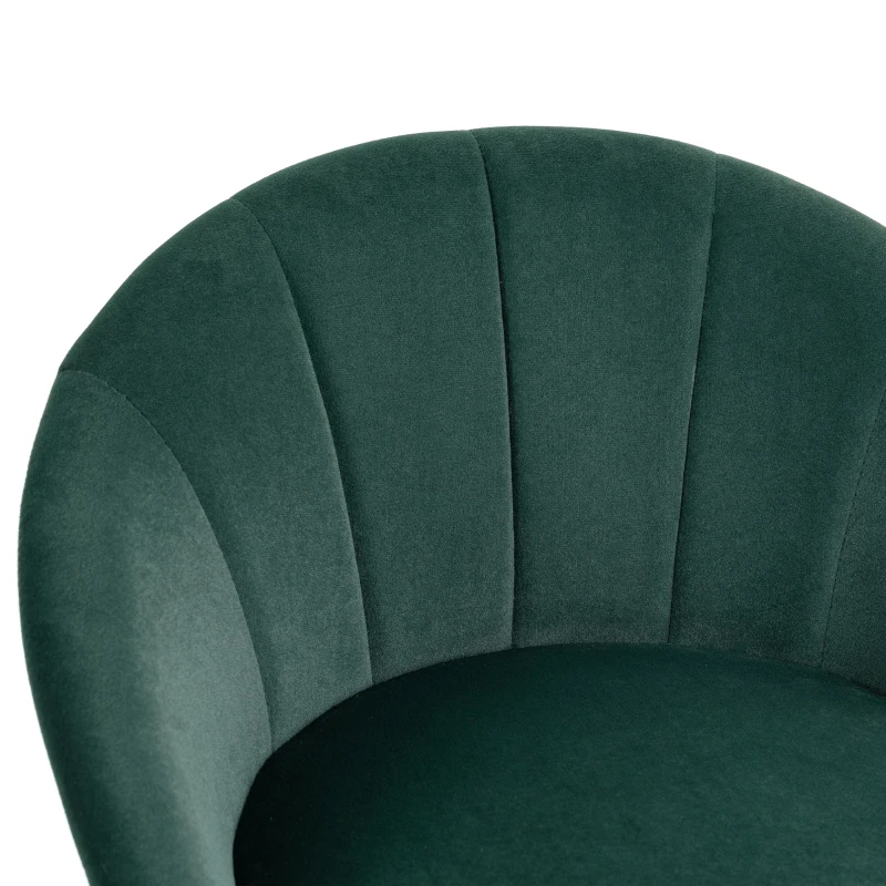 HOMCOM Bar Stools Set of 2 Adjustable Swivel Velvet Breakfast Bar Stools with Backrest, Dark Green