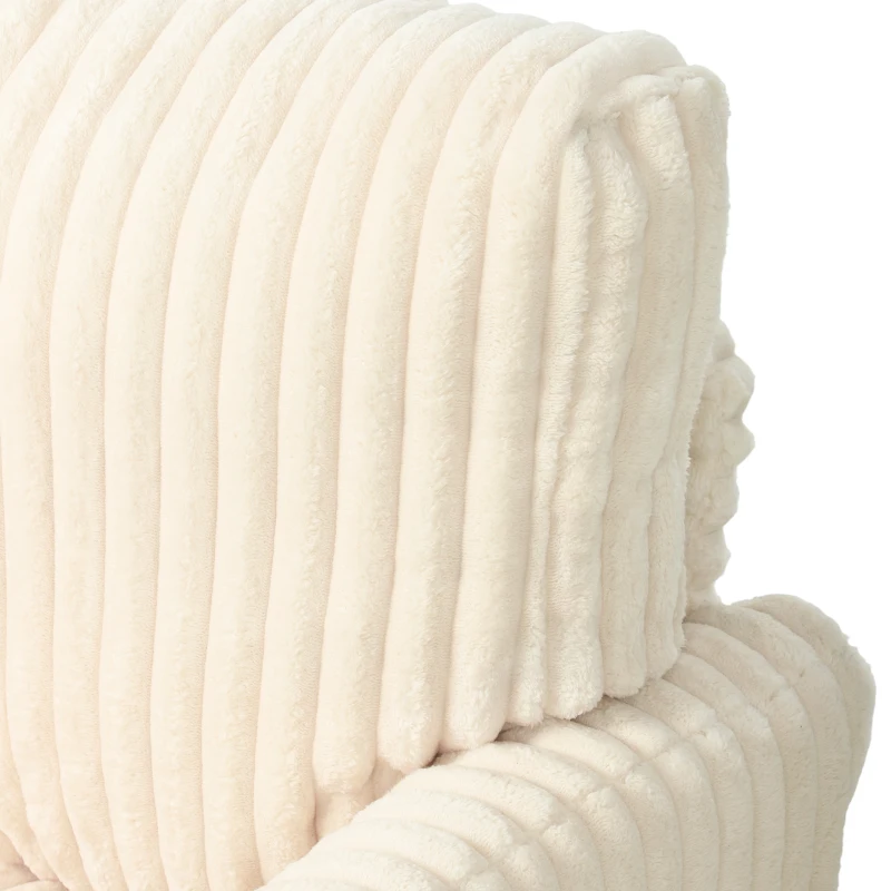 HOMCOM Corduroy Single Sofa Armchair, Modern Accent Chair with Stripes, Turned Legs and Wide Seat, Cream
