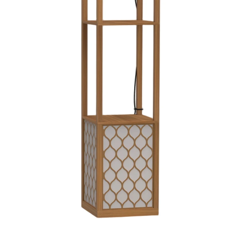 HOMCOM Duo Light Floor Shelves - Natural Wood Finish