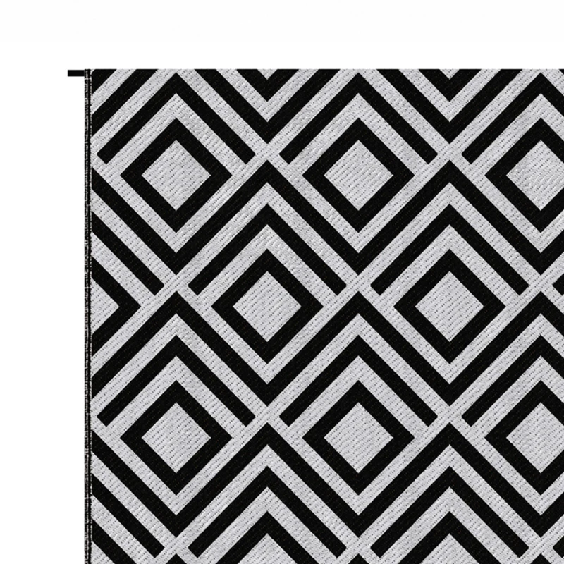 Outsunny Reversible Outdoor Rug, Plastic Straw Mat w/ Carry Bag Ground Stakes for Garden RV Picnic Beach Camping 182x274cm Black