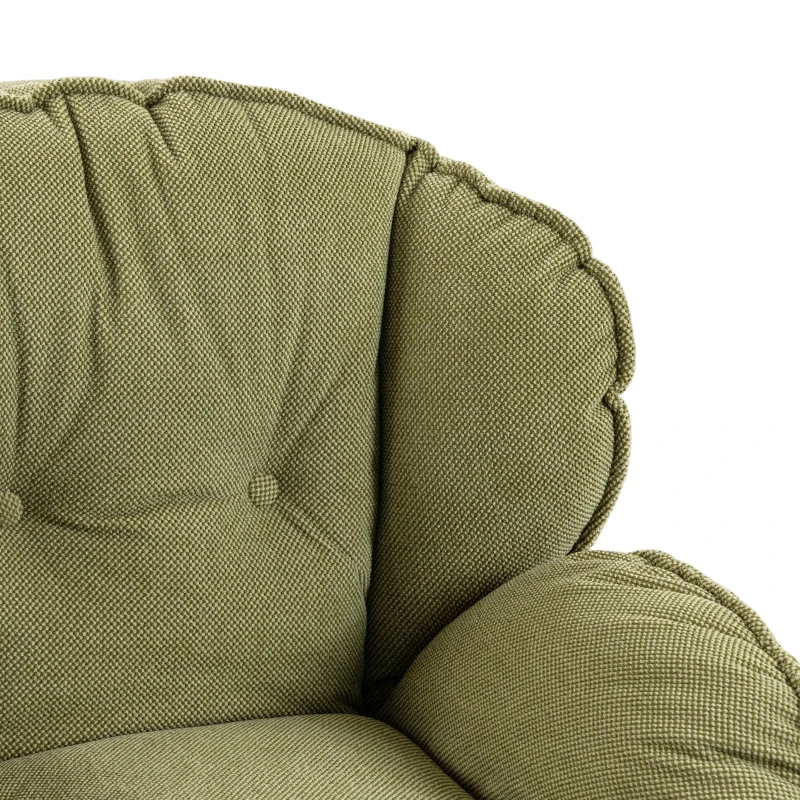 HOMCOM Armchair with Adjustable Footstool, 360° Swivel Chenille Cloud Accent Chair with Thick Cushion, Steel Base, Green