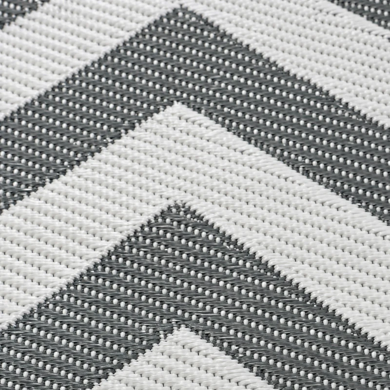 Outsunny Outdoor Rug Reversible Mat Plastic Straw Rug Portable RV Camping Mat for Garden Deck Picnic Indoor, 121 x 182 cm (4 x 6 ft), Light Grey & White