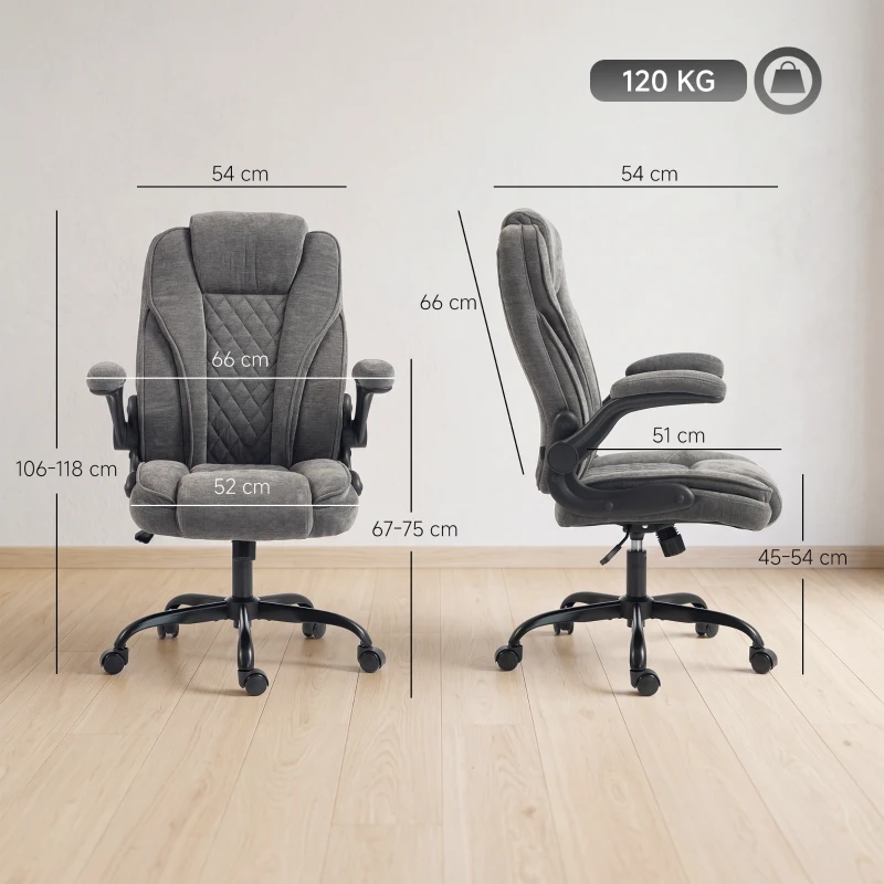 HOMCOM Office Chair, Ergonomic Desk Chair with Flip-up Armrest, Pocket Springs, Swivel Wheels, Adjustable Height, Dark Grey