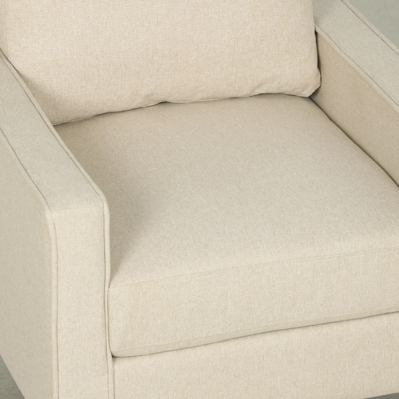 HOMCOM Accent Chair, Removable Pillow Linen Armchair with Comfy Spring Cushion for Living Room, Bedroom, Study, Cream