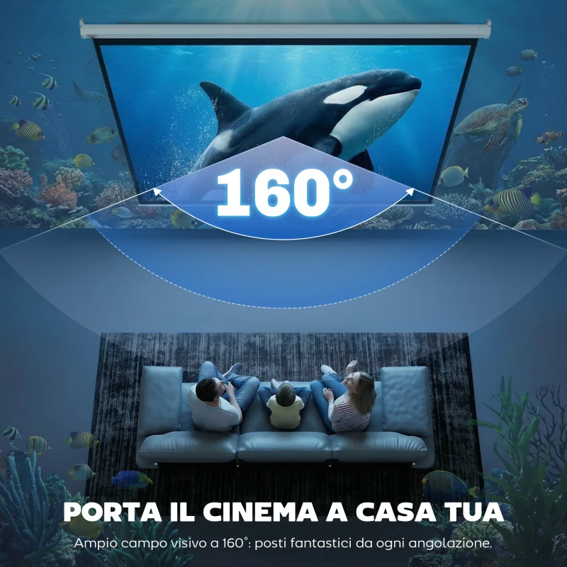 HOMCOM Telo Proiettore Motorizzato da 100 Pollici 4K HD Formato 4:3, Schermo Proiettore Motorizzato Elettrico Antirughe con Telecomando, Telo Videoproiettore per Casa, Cinema, Ufficio, Home, Bianco