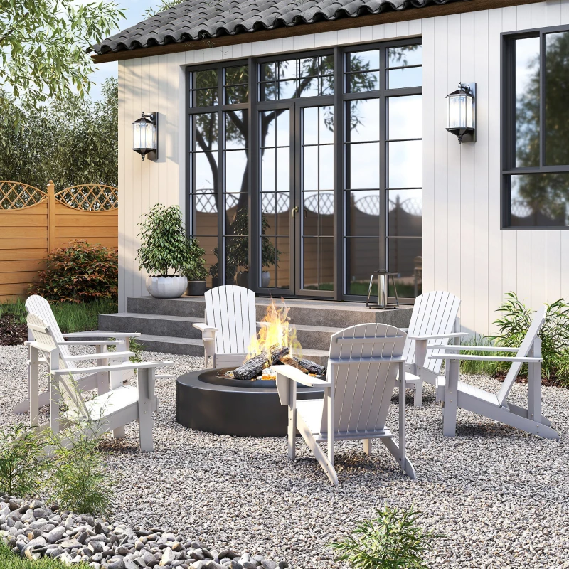 Outsunny Fauteuil de jardin Adirondack grand confort porte-gobelet intégré bois de sapin traité peint blanc