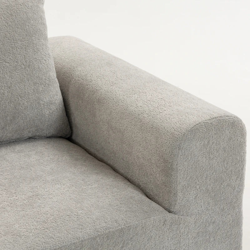 HOMCOM Sofá de Canto em Chenille, Sofá 3 Lugares em L 242 cm com Chaise Longue, Assento Profundo, Braços Largos, Cinza Claro