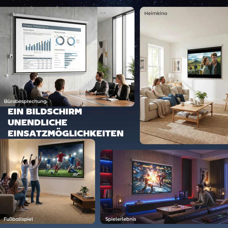 HOMCOM Beamer-Leinwand, inkl. Fernbedienung, 84 Zoll, 4:3 Format, 171x130 cm, Weiß