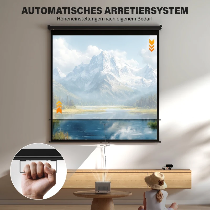 HOMCOM Projectiescherm 178 x 178 cm 99 inch 1:1 HD 4K voor Thuisbioscoop en Presentaties