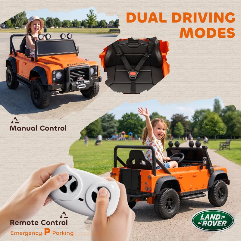 AIYAPLAY Kids Ride On Car with Remote Control, Music, Horn, 4 Spring Suspension Wheels, LED Lights for 3-5 Years Old, Orange