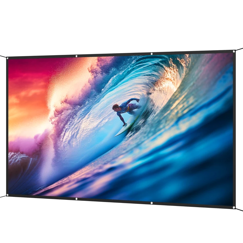 HOMCOM Ecran pentru Proiector 120" 16:9 HD 4K/8K Pliabil și Portabil, Anti-șifonare și Lavabil, Față Dublă, Alb