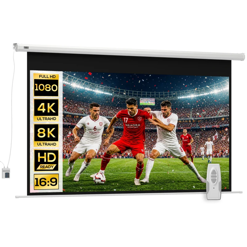 HOMCOM Beamer-Leinwand, Projektionsleinwand, 16:9, 100 Zoll, Fernbedienung, Motor