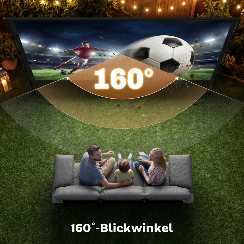 HOMCOM 254 cm 16:9 HD 4K/8K projectorscherm met standaard, draagbaar dubbelzijdig scherm met inklapbare statieven, wit