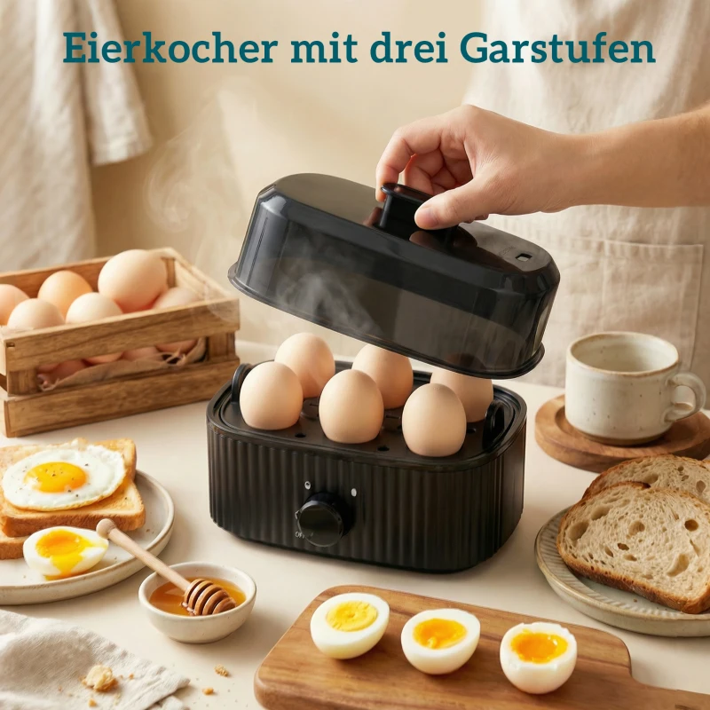 HOMCOM 1,7 l snelkookwaterkoker en 4-sneetjes-toaster-set, eierkoker voor 6 eieren met controlelampje Zwart