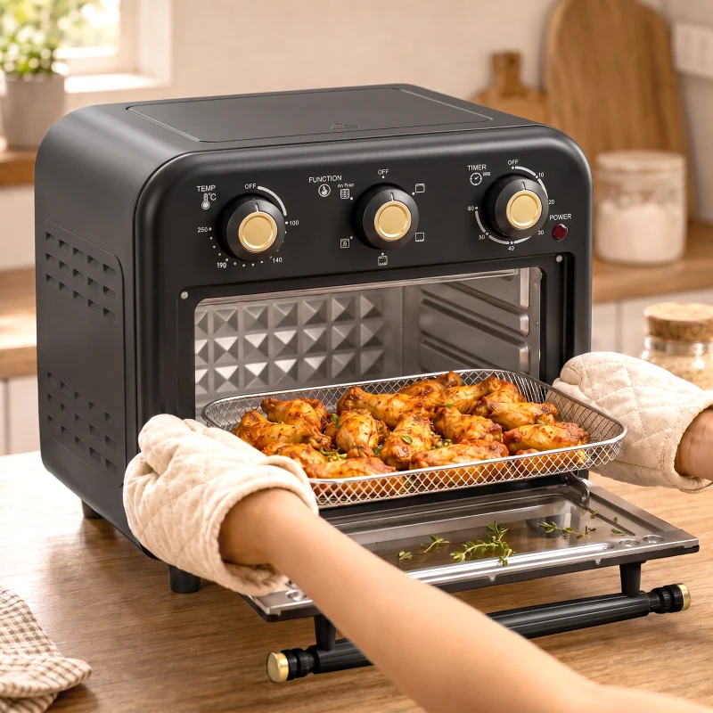 HOMCOM Air Fryer Toaster Oven, Convection Countertop Oven, with Adjustable Temperature and Timer, 12 L, Black