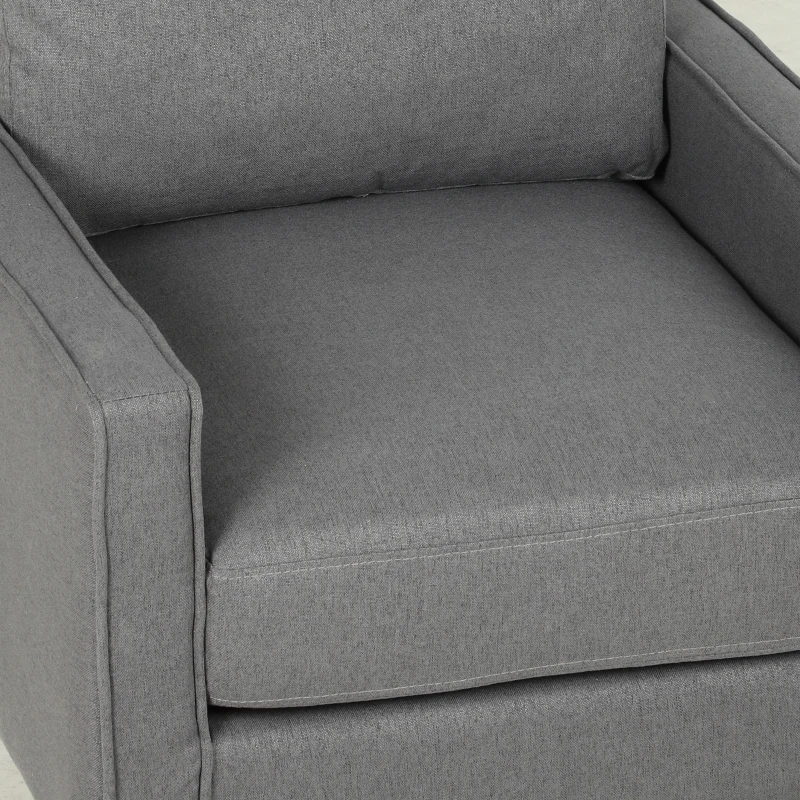 HOMCOM Accent Chair, Removable Pillow Linen Armchair with Comfy Spring Cushion for Living Room, Bedroom, Study, Dark Grey