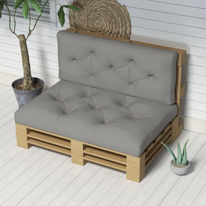 Outsunny Sitzpolster Sitzkissen Polsterauflage, mit Knopfheftung, 120 x 80 x 12 cm, Grau