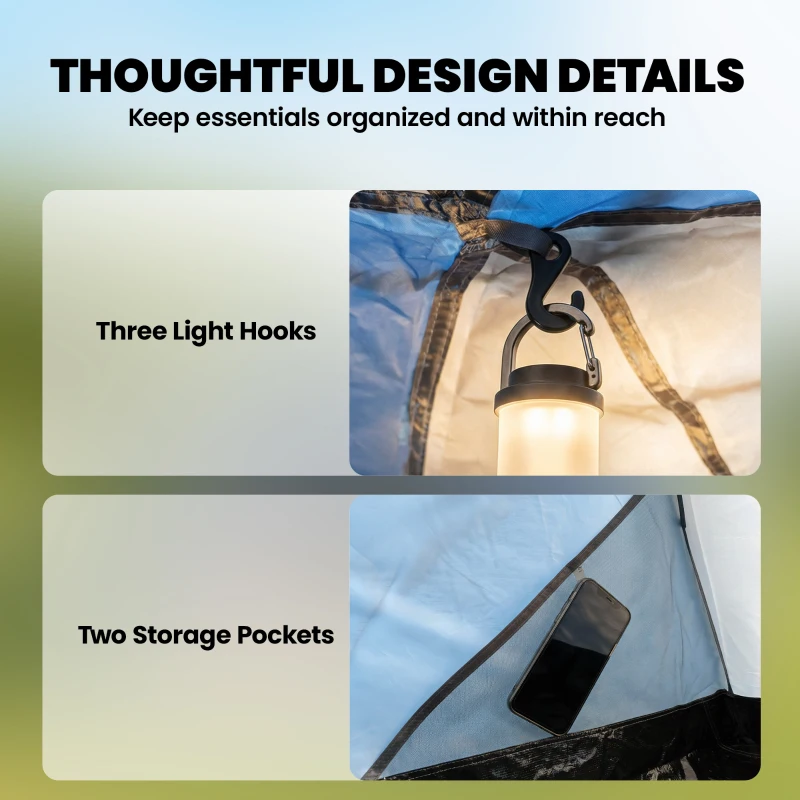 Outsunny Family Camping Tent 3000mm Waterproof Windproof Tunnel Tent 6 Person, Navy Blue & Light Grey