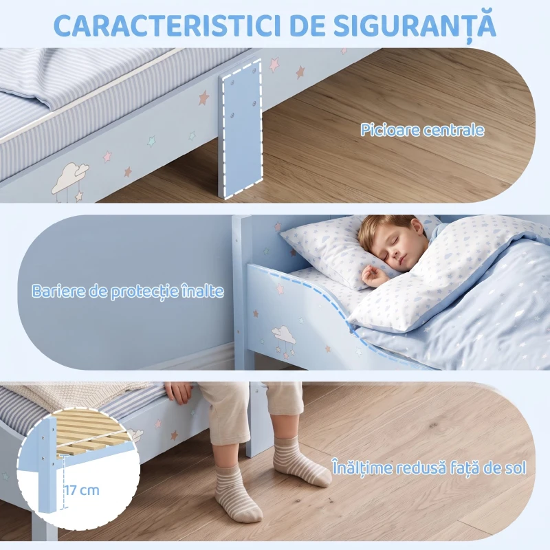 AIYAPLAY Pat Montessori pentru Copii 3-6 Ani Model Nor pentru Camera Copilului, 146 x 76,5 cm, Albastru