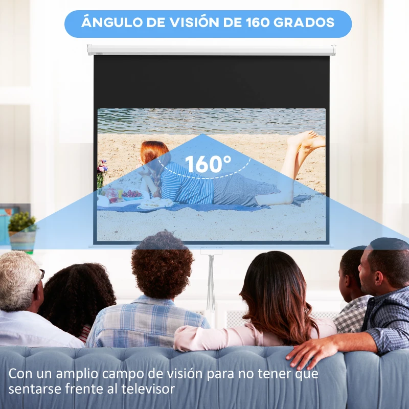 HOMCOM Pantalla de Proyección Portátil 80 Pulgadas Formato 16:9 con Altura Ajustable 172x96 cm Blanco