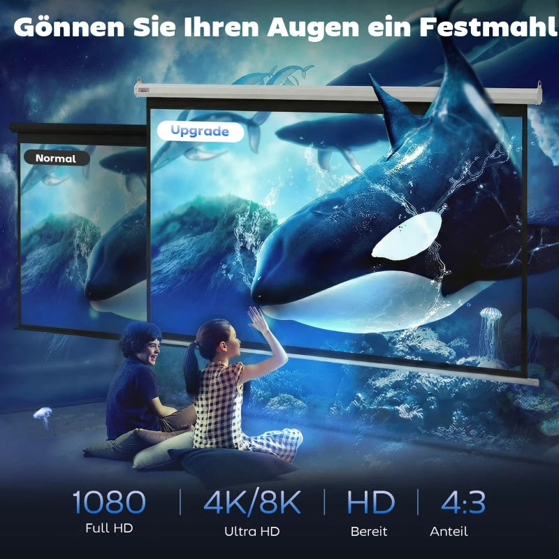 HOMCOM Beamer-Leinwand, inkl. Fernbedienung, 84 Zoll, 4:3 Format, 171x130 cm, Weiß