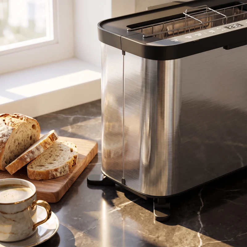 HOMCOM 3-in-1 Electric Mini Oven, Long Slot Toaster and Tabletop Grill, with LED Display, 60 Min Timer, Stainless Steel, 1700W
