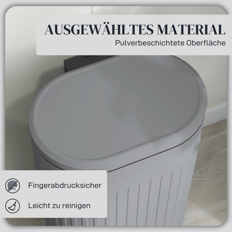 HOMCOM Prullenbak 30L Pedaalemmer met deksel voetpedaal uitneembare binnenemmer soft-close functie 36,5 x 31,2 x 60,8 cm, Grijs