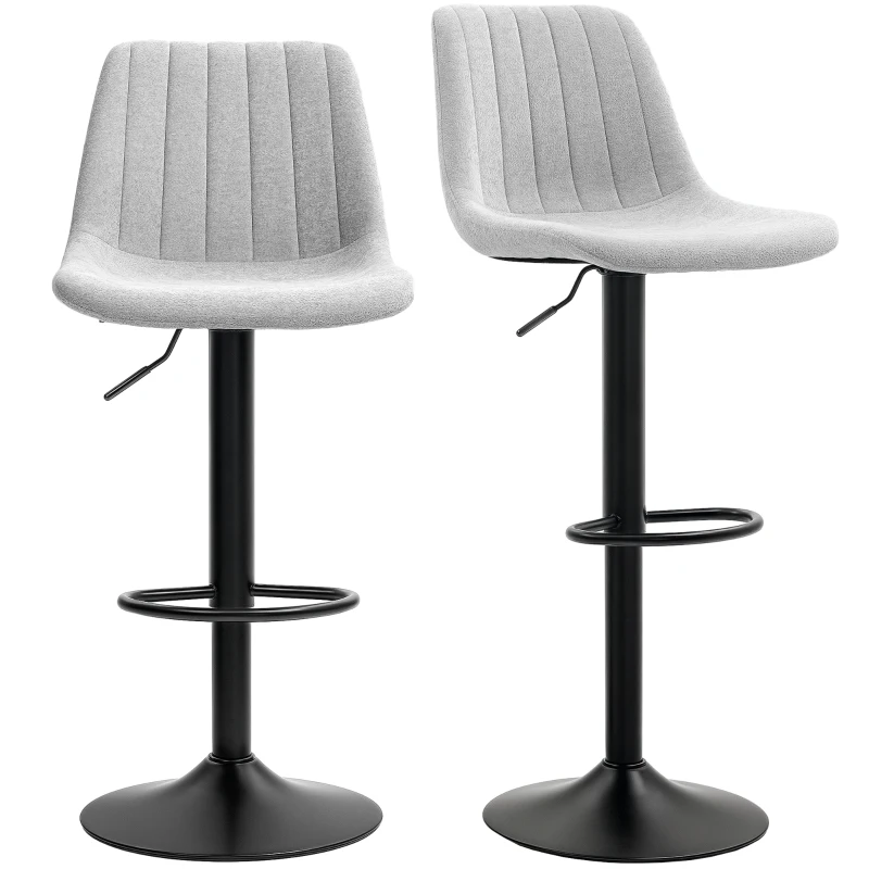 HOMCOM Set of Two Chenille-Feel Tub Bat Stools - Grey