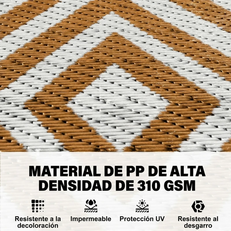 Outsunny Alfombra Exterior Reversible 182x274 cm de Plástico Impermeable para Terraza Patio Camping Playa Rojo y Blanco