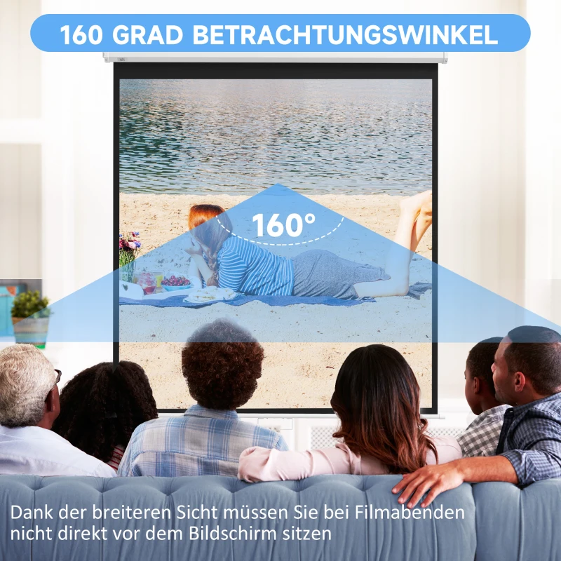 HOMCOM Beamer scherm 178 x 178 cm 99 inch 1:1 HD 4K projectiescherm voor thuisbioscoop kantoor-presentaties