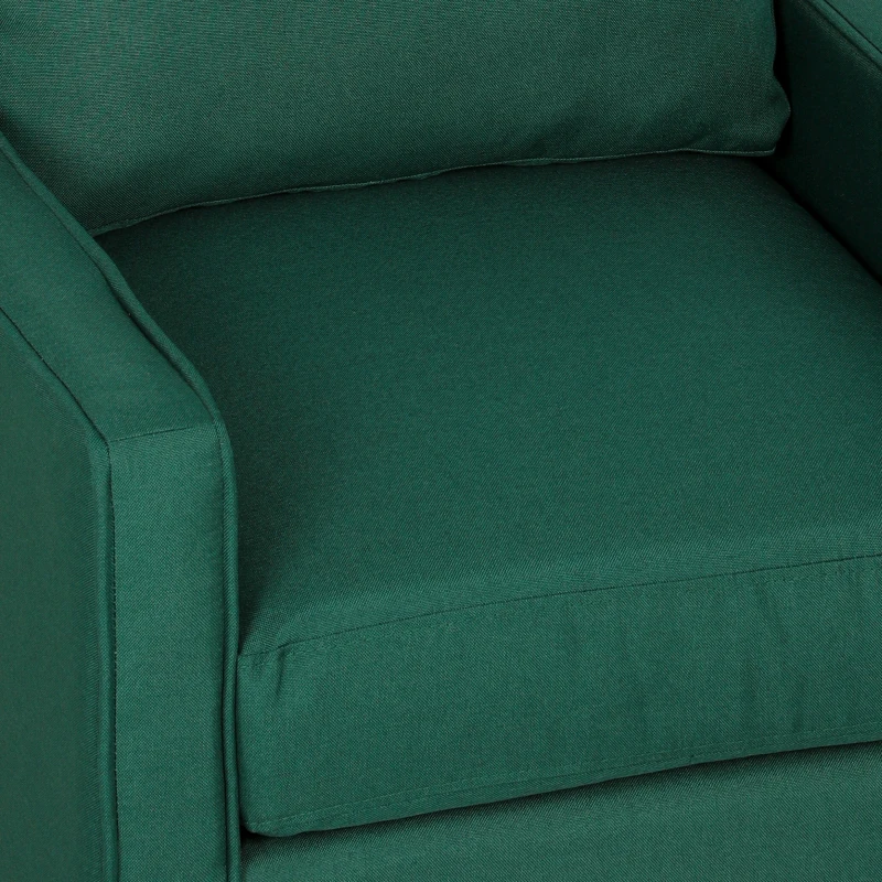 HOMCOM Accent Chair, Removable Pillow Linen Armchair with Comfy Spring Cushion for Living Room, Bedroom, Study, Dark Green