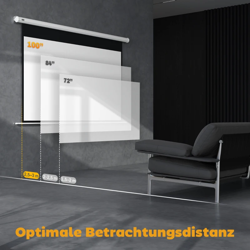 HOMCOM Beamer-Leinwand, Projektionsleinwand, 16:9, 100 Zoll, Fernbedienung, Motor