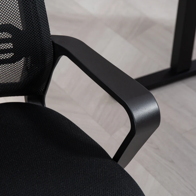 HOMCOM Ergonomischer Stuhl, Netzstoff, Schaumstoff, Metallbeine, Kufenbasis, Schwarz