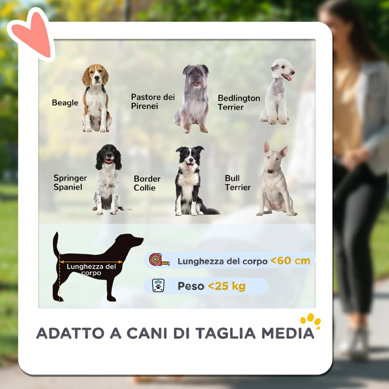 PawHut Passeggino per Cani Taglia Media Pieghevole con Finestre a Rete, Cuscino e Guinzagli, 124x67x100 cm, Nero